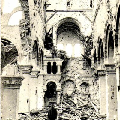 Albert Church interior following bombardment
